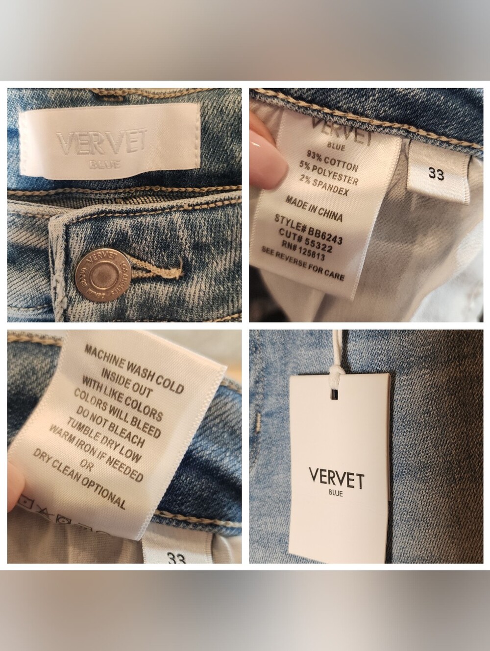 NWT Vervet Miranda Midrise Bootcut Lightwash Jeans Women's Size 33 (16) Stretch - Picture 6 of 16